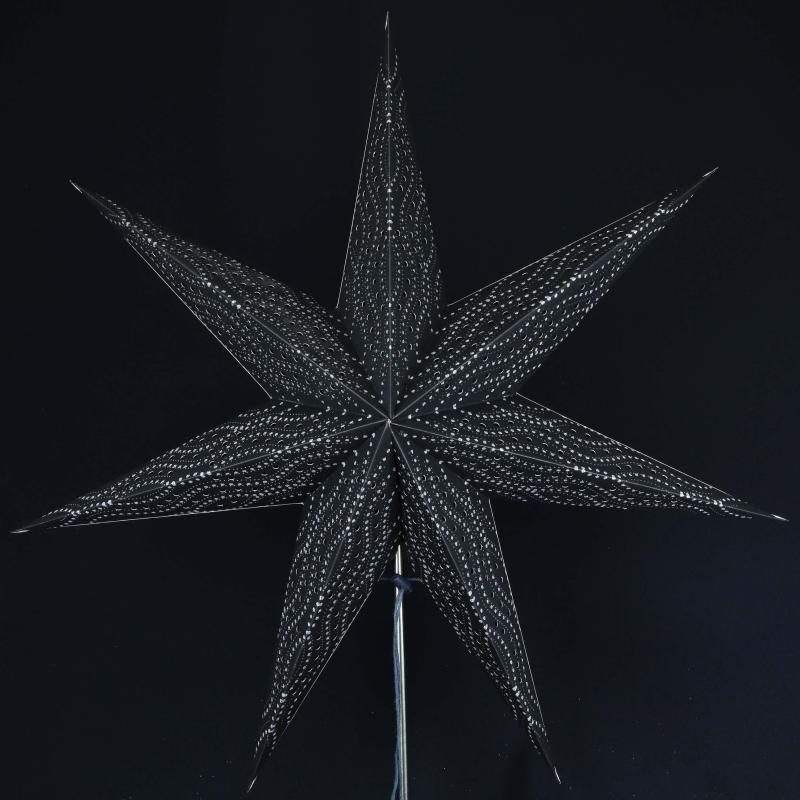 Rojana Silber - Faltbarer Leuchtstern, Weihnachtsstern aus Papier mit 7 Zacken, 60 cm